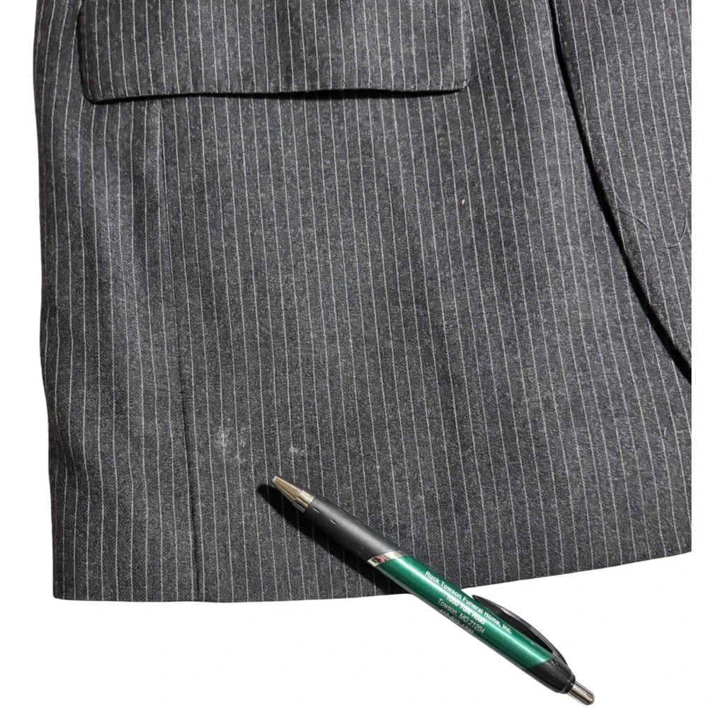 Lauren Ralph Lauren Blazer Mens 40S Grey Wool Cashmere Pinstripe Sport Coat